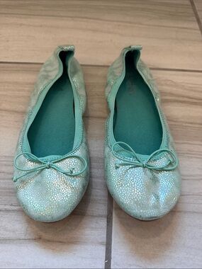 Kenneth Cole Kids Mint Green Iridescent Bow Ballet Flats